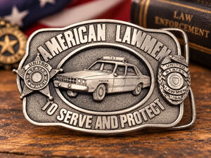 Vintage 1983 Siskiyou American Lawmen Police Belt Buckle M-27 Chevy Impala